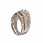 Sterling Silver Pavé Split-Shank with Patterned Strip Halo Engagement & Bridal Ring Set