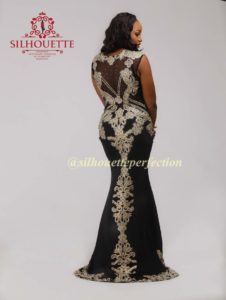 Black and Gold Embellished Evening Gown - Image 2
