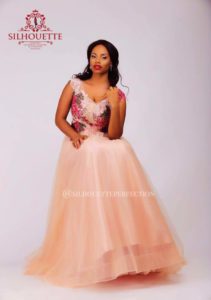 Pastel Peach Wedding Reception Ball Gown