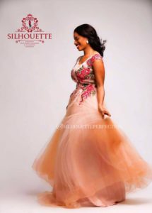 Pastel Peach Wedding Reception Ball Gown - Image 2