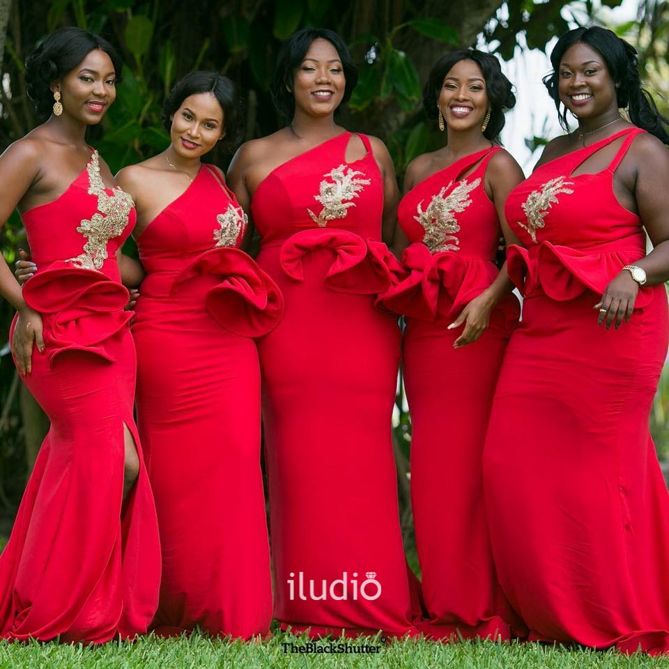 BMD61 - Unique One-Shoulder Red Bridesmaid Dresses