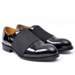 Dej Black Patent Elastic WholeCut Oxfords
