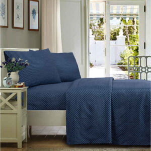 Soft Wrinkle Resistant Microfiber Sheet Set - Navy Geo