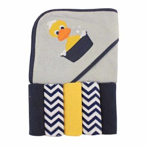 Baby Hooded Towel and Washcloths - Duck