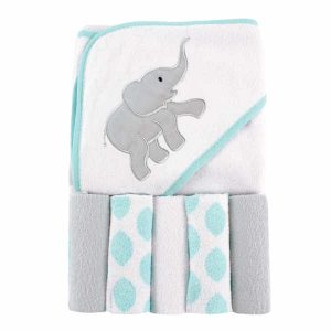 Baby Hooded Towel and Washcloths - Ikat Elephant