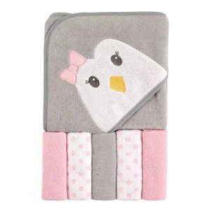 Baby Hooded Towel and Washcloths - Penguin